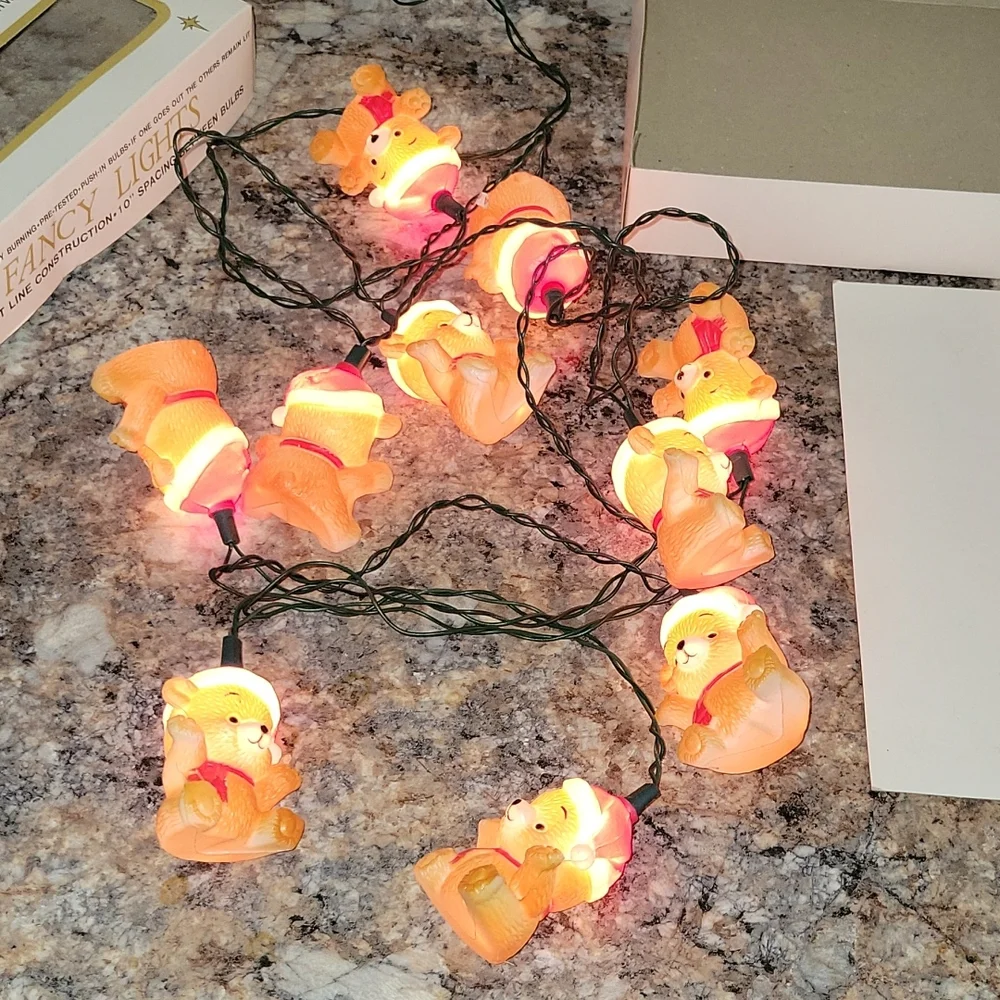 Vintage | Santa Bear Blow Mold String Lights
